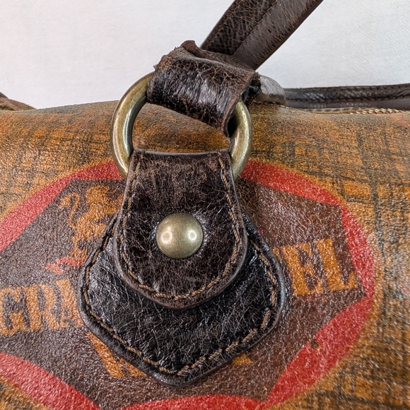 Maurizio Taiuti Vintage Italian Leather Hotel Label Bowler Bag Barrel Satchel - Picture 8 of 16